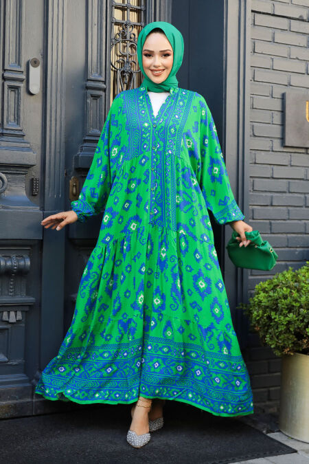 Modest Green Dress For Women 23453Y - NEVA STYLE