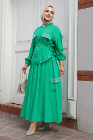 Modest Green Dual Skirt Suit 14225Y - 1