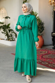 Modest Green Eid Dress 23181Y - 1