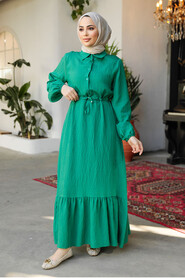 Modest Green Eid Dress 23181Y - 2