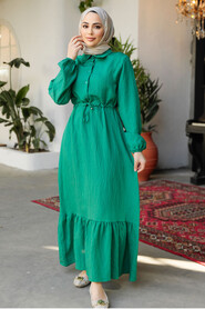 Modest Green Eid Dress 23181Y - 3