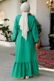 Modest Green Eid Dress 23181Y - 4