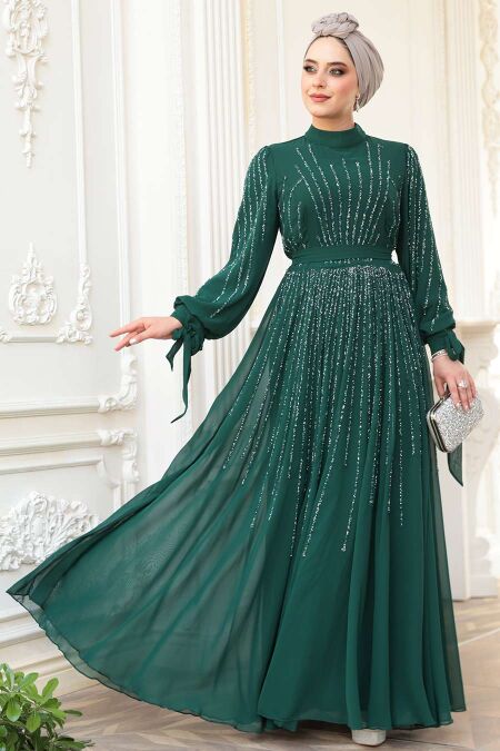 Modest Green Engagement Gown 25913Y - NEVA STYLE
