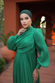 Modest Green Evening Gown 44081Y - 2