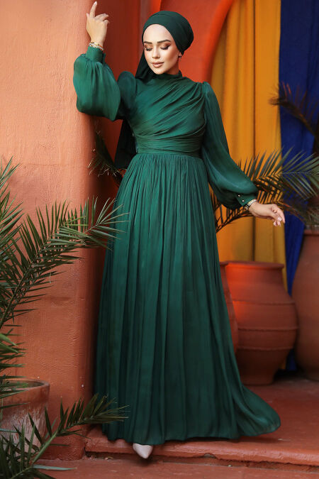 Modest Green Evening Gown 44081Y - NEVA STYLE