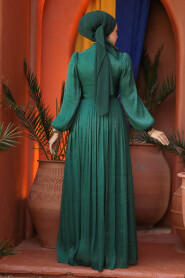 Modest Green Evening Gown 44081Y - 5