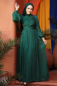 Modest Green Evening Gown 44081Y - 4