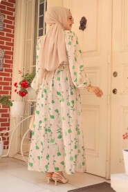 Modest Green Floral Dress 6095Y - 5