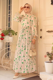 Modest Green Floral Dress 6095Y - 4