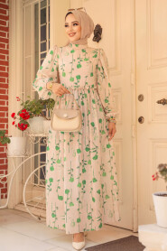 Modest Green Floral Dress 6095Y - 3