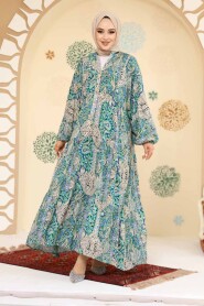 Modest Green Floral Maxi Dress 23454Y - 2