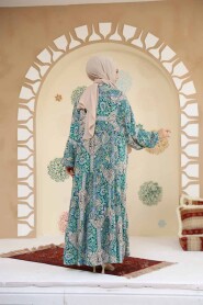 Modest Green Floral Maxi Dress 23454Y - 3