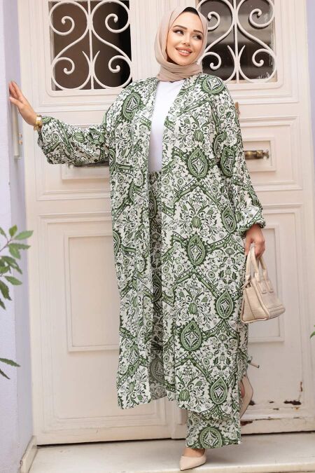 Modest Green Kimono Dual Suit 12884Y - NEVA STYLE