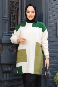 Modest Green Knitwear Jumper Top 88101Y - 2