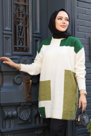Modest Green Knitwear Jumper Top 88101Y - 3