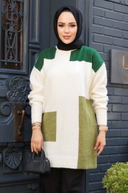 Modest Green Knitwear Jumper Top 88101Y - 4