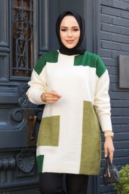 Modest Green Knitwear Jumper Top 88101Y - 1