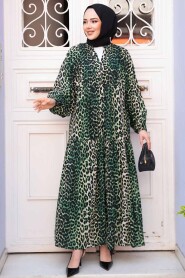 Modest Green Leopard Dress 52942Y - 1