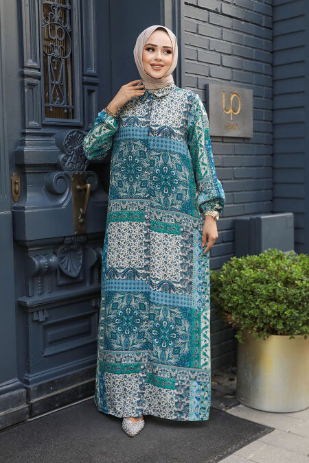 Modest Green Long Dress 19502Y - NEVA STYLE