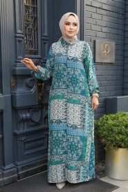 Modest Green Long Dress 19502Y - 2