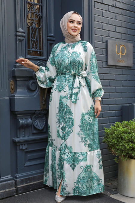 Modest Green Long Dress 23157Y - NEVA STYLE