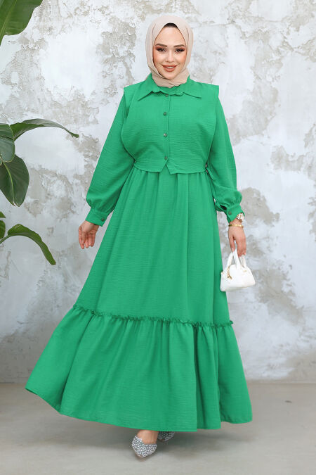 Modest Green Long Dress 30023Y - NEVA STYLE