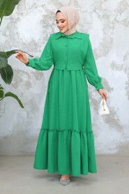 Modest Green Long Dress 30023Y - 3