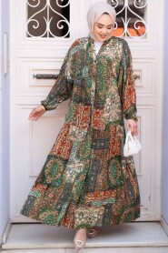 Modest Green Long Dress 52943Y 