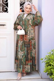 Modest Green Long Dress 52943Y - 2
