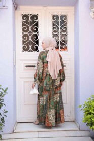 Modest Green Long Dress 52943Y - 5