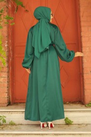 Modest Green Long Satin Dress 30371Y - 3