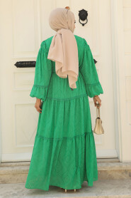 Modest Green Long Sleeve Dress 14131Y - 3