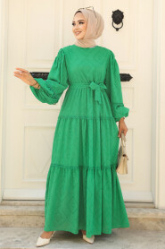 Modest Green Long Sleeve Dress 14131Y - 2