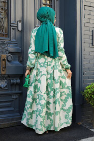 Modest Green Long Sleeve Dress 23143Y - 3