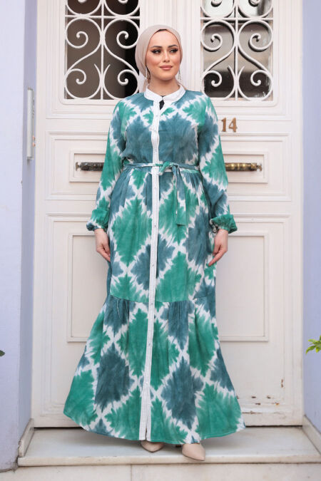 Modest Green Long Sleeve Dress 23922Y - NEVA STYLE