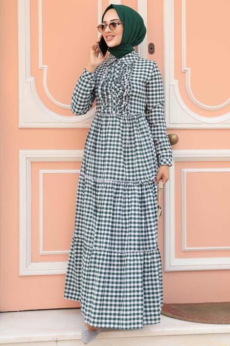 Modest Green Long Sleeve Dress 2702Y - NEVA STYLE