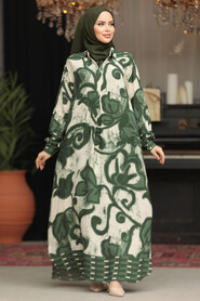 Modest Green Maxi Dress 23171Y - 1