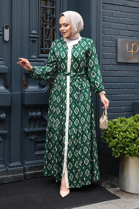 Modest Green Maxi Dress 23924Y - NEVA STYLE