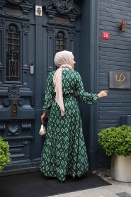 Modest Green Maxi Dress 23924Y - 3