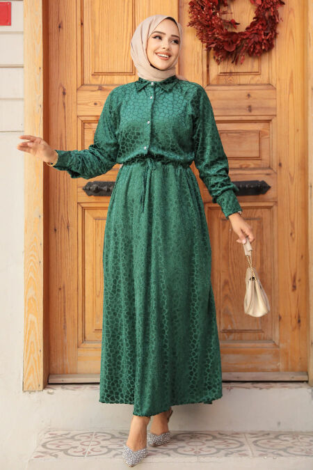 Modest Green Maxi Dress 92690Y - Neva-style.com