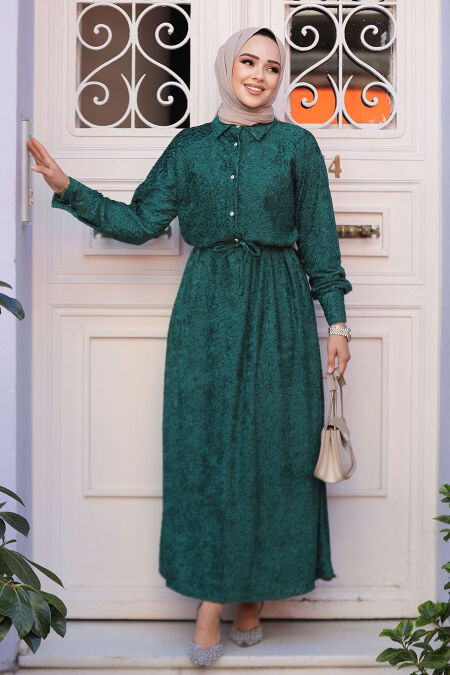 Modest Green Maxi Dress 92691Y - NEVA STYLE