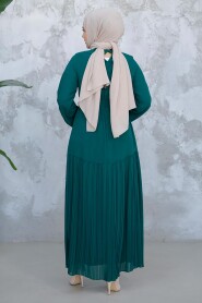 Modest Green Pleated Long Dress 23771Y - 3