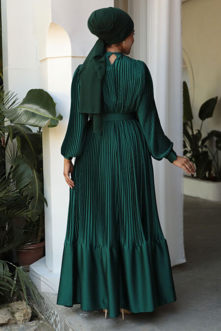 green pleated maxi dress Mia Pleated Maxi Dress main image 1