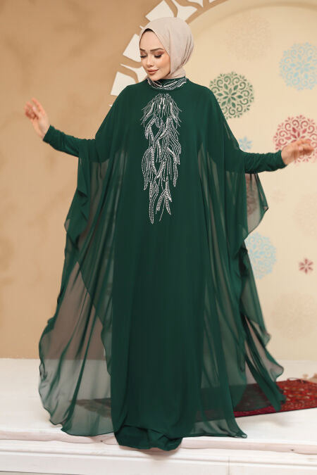 Modest Green Plus Size Abaya Dress 25914Y - NEVA STYLE