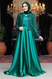 Modest Green Plus Size Evening Gowns 25881Y - 1