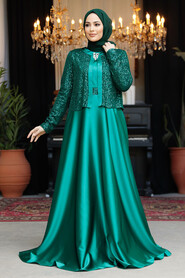 Modest Green Plus Size Evening Gowns 25881Y - 3