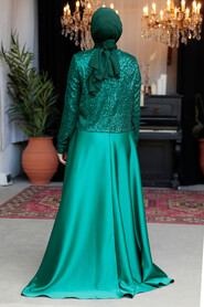 Modest Green Plus Size Evening Gowns 25881Y - 4