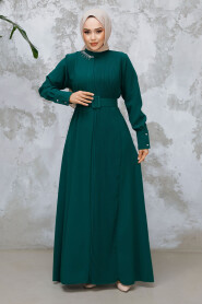 Modest Green Plus Size Pleated Dress 65879Y 