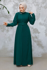 Modest Green Plus Size Pleated Dress 65879Y - 2