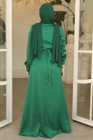 Modest Green Satin Dress 45661Y - 2